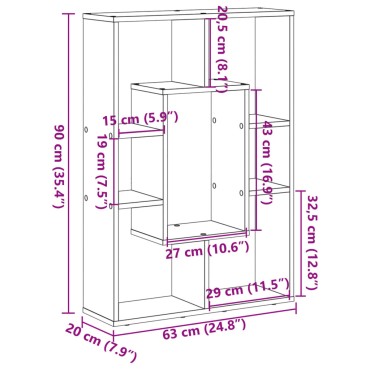 vidaXL Βιβλιοθήκη Μαύρη 63x20x90cm από Επεξεργασμένο Ξύλο 1 τεμ.