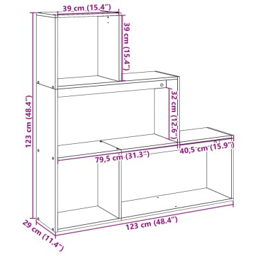 vidaXL Βιβλιοθήκη/Διαχωριστικό Χώρου 3 Επ. 123x29x123cm Επ. Ξύλο 1 τεμ.