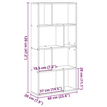 vidaXL Βιβλιοθήκη Καφέ Δρυς 60x20x120cm από Επεξεργασμένο Ξύλο 1 τεμ.