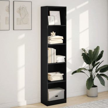 vidaXL Βιβλιοθήκη Μαύρη 40x24x176cm από Επεξεργασμένο Ξύλο 1 τεμ.