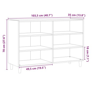 vidaXL Ραφιέρα Αρτισιανή Δρυς 103,5x35x70cm από Επεξεργ. Ξύλο 1 τεμ.