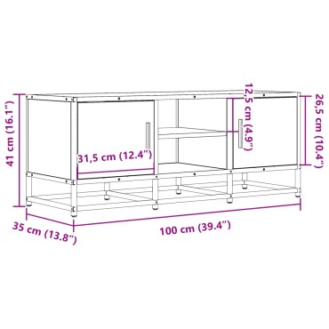 vidaXL Έπιπλο Τηλεόρασης Γκρι Sonoma 100x35x41cm Επεξ. Ξύλο