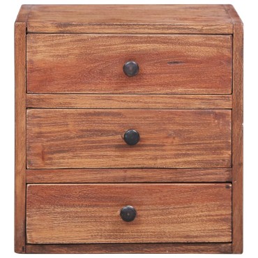 vidaXL Κομοδίνο με 3 Συρτάρια 35x25x35cm από Μασίφ Ξύλο Μαόνι 1 τεμ.
