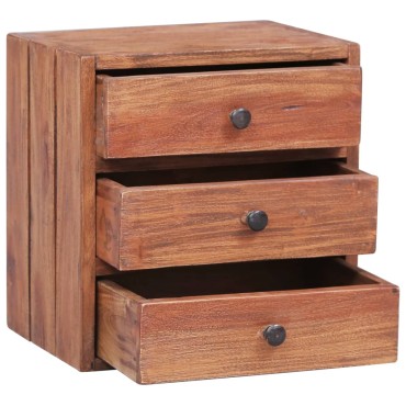 vidaXL Κομοδίνο με 3 Συρτάρια 35x25x35cm από Μασίφ Ξύλο Μαόνι 1 τεμ.