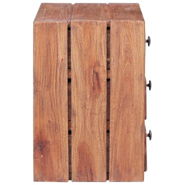 vidaXL Κομοδίνο με 3 Συρτάρια 35x25x35cm από Μασίφ Ξύλο Μαόνι 1 τεμ.