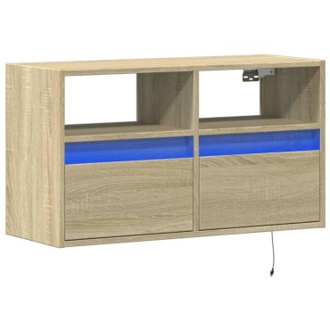 vidaXL Έπιπλο Τοίχου Τηλεόρασης με LED Sonoma Δρυς 80x31x45cm