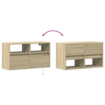 vidaXL Έπιπλο Τοίχου Τηλεόρασης με LED Sonoma Δρυς 80x31x45cm