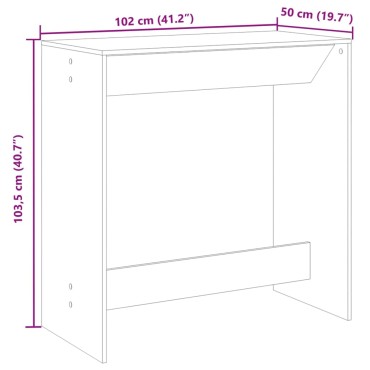 vidaXL Τραπέζι Μπαρ Γκρι Σκυροδέματος 102x50x103,5cm Επεξεργ. Ξύλο 1 τεμ.
