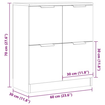 vidaXL Ντουλάπι Παλ. Ξύλο 60x30x70cm από Επεξεργασμένο Ξύλο 1 τεμ.