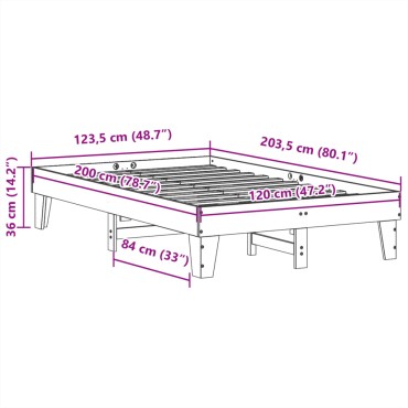 vidaXL Σκελετός Κρεβατιού Χωρίς Στρώμα 120x200 εκ Μασίφ Ξύλο Πεύκου