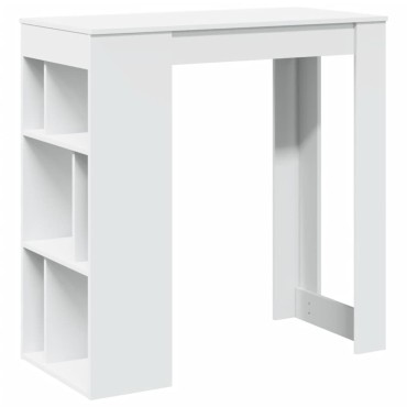 vidaXL Τραπέζι Μπαρ με Ράφια Λευκό 102x50x103,5cmαπό Επεξ. Ξύλο 1 τεμ.