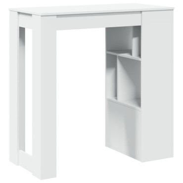 vidaXL Τραπέζι Μπαρ με Ράφια Λευκό 102x50x103,5cmαπό Επεξ. Ξύλο 1 τεμ.
