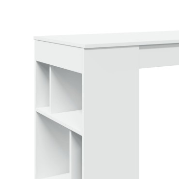 vidaXL Τραπέζι Μπαρ με Ράφια Λευκό 102x50x103,5cmαπό Επεξ. Ξύλο 1 τεμ.