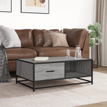 vidaXL Τραπεζάκι Σαλονιού Γκρι Sonoma 90x57x35cm Επεξ. Ξύλο/Μέταλλο 1 τεμ.