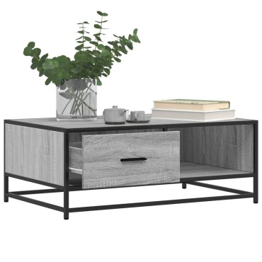 vidaXL Τραπεζάκι Σαλονιού Γκρι Sonoma 90x57x35cm Επεξ. Ξύλο/Μέταλλο 1 τεμ.