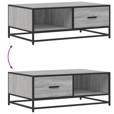 vidaXL Τραπεζάκι Σαλονιού Γκρι Sonoma 90x57x35cm Επεξ. Ξύλο/Μέταλλο 1 τεμ.