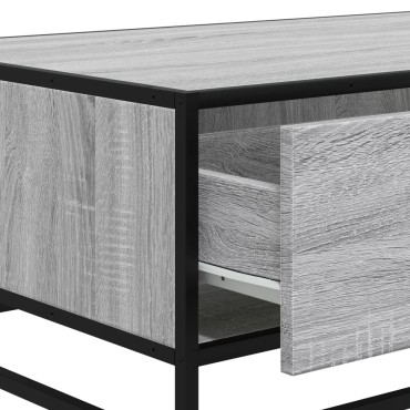 vidaXL Τραπεζάκι Σαλονιού Γκρι Sonoma 90x57x35cm Επεξ. Ξύλο/Μέταλλο 1 τεμ.