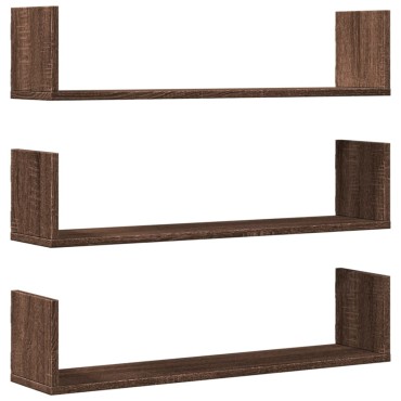 vidaXL Ραφιέρες Τοίχου 3 τεμ. Καφέ Δρυς 80x18x18cm Επεξεργασμένο Ξύλο