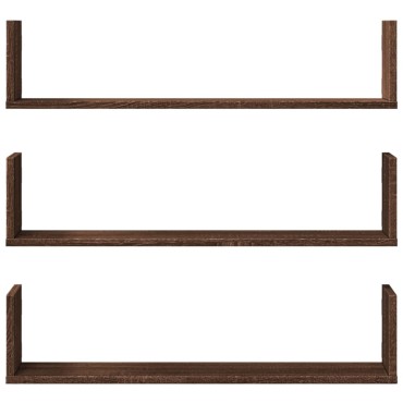 vidaXL Ραφιέρες Τοίχου 3 τεμ. Καφέ Δρυς 80x18x18cm Επεξεργασμένο Ξύλο