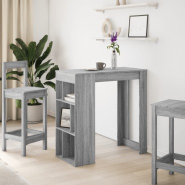 vidaXL Τραπέζι Μπαρ με Ράφια Γκρι Sonoma 102x50x103,5cm Επεξεργ. Ξύλο 1 τεμ.