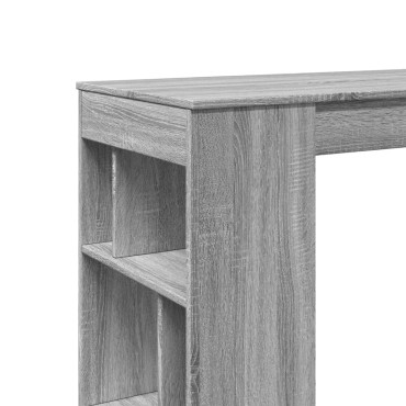 vidaXL Τραπέζι Μπαρ με Ράφια Γκρι Sonoma 102x50x103,5cm Επεξεργ. Ξύλο 1 τεμ.