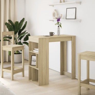 vidaXL Τραπέζι Μπαρ με Ράφια Sonoma Δρυς 102x50x103,5cm Επεξ. Ξύλο 1 τεμ.