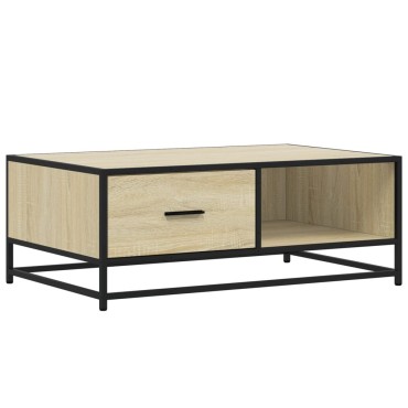 vidaXL Τραπεζάκι Σαλονιού Sonoma Δρυς 90x57x35cm Επεξ. Ξύλο + Μέταλλο 1 τεμ.