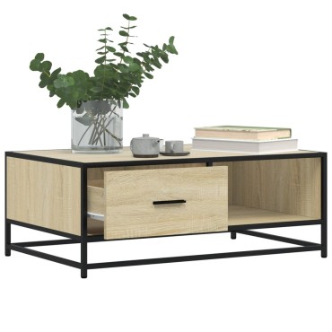 vidaXL Τραπεζάκι Σαλονιού Sonoma Δρυς 90x57x35cm Επεξ. Ξύλο + Μέταλλο 1 τεμ.