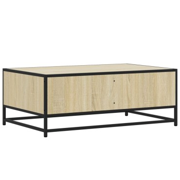 vidaXL Τραπεζάκι Σαλονιού Sonoma Δρυς 90x57x35cm Επεξ. Ξύλο + Μέταλλο 1 τεμ.