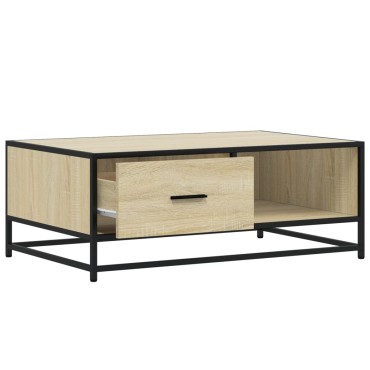vidaXL Τραπεζάκι Σαλονιού Sonoma Δρυς 90x57x35cm Επεξ. Ξύλο + Μέταλλο 1 τεμ.