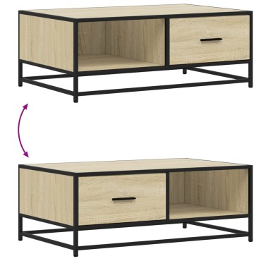 vidaXL Τραπεζάκι Σαλονιού Sonoma Δρυς 90x57x35cm Επεξ. Ξύλο + Μέταλλο 1 τεμ.