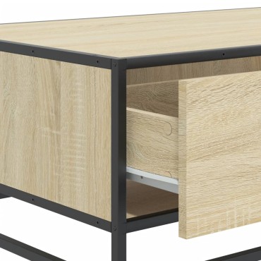 vidaXL Τραπεζάκι Σαλονιού Sonoma Δρυς 90x57x35cm Επεξ. Ξύλο + Μέταλλο 1 τεμ.