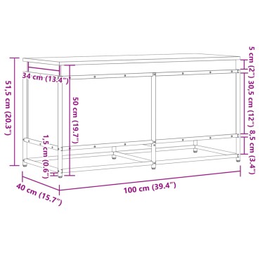 vidaXL Κουτί Αποθήκευσης με Γκρι Sonoma 100x40x51,5 εκ. Επεξ. Ξύλο