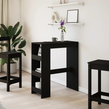 vidaXL Τραπέζι Μπαρ με Ράφια Μαύρο 90x40x103,5cm Επεξεργ. Ξύλο 1 τεμ.