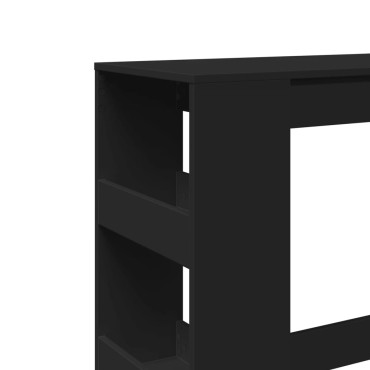 vidaXL Τραπέζι Μπαρ με Ράφια Μαύρο 90x40x103,5cm Επεξεργ. Ξύλο 1 τεμ.