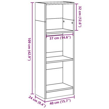 vidaXL Βιβλιοθήκη Καφέ Δρυς 40x24x109cm από Επεξεργασμένο Ξύλο 1 τεμ.