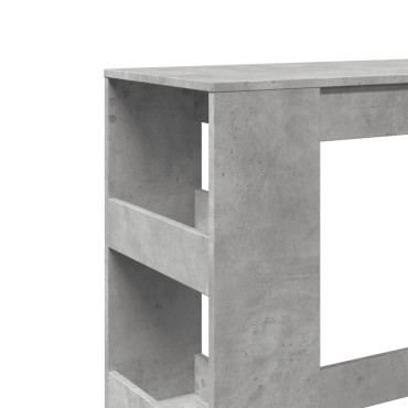 vidaXL Τραπέζι Μπαρ με Ράφια Γκρι Σκυρ. 90x40x103,5cm Επεξεργ. Ξύλο 1 τεμ.