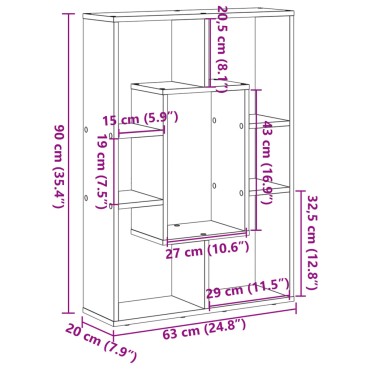 vidaXL Βιβλιοθήκη Καπνιστή Δρυς 63x20x90cm από Επεξεργασμένο Ξύλο 1 τεμ.