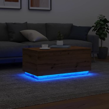 vidaXL Τραπεζάκι Σαλονιού με LED Αρτισιανή Δρυς 90x50x40cm 1 τεμ.