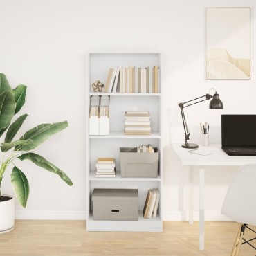 vidaXL Βιβλιοθήκη Λευκή 60x24x143cm από Επεξεργασμένο Ξύλο 1 τεμ.