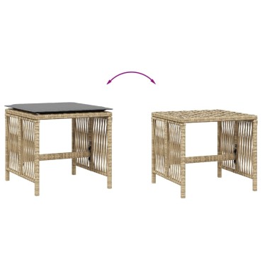 vidaXL Σκαμπό Κήπου 4 τεμ. Μικτό Μπεζ 41x41x36cm Συνθ. Ρατάν+Μαξιλάρια