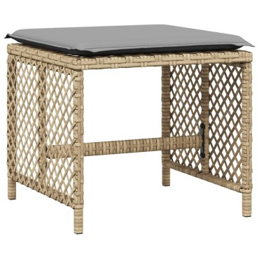 vidaXL Σκαμπό Κήπου 4 τεμ. Μικτό Μπεζ 41x41x36cm Συνθ. Ρατάν+Μαξιλάρια