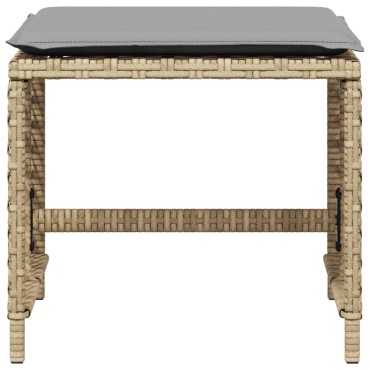 vidaXL Σκαμπό Κήπου 4 τεμ. Μικτό Μπεζ 41x41x36cm Συνθ. Ρατάν+Μαξιλάρια