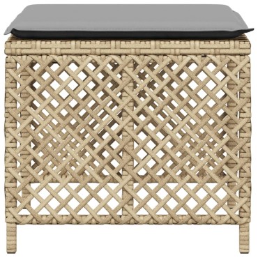 vidaXL Σκαμπό Κήπου 4 τεμ. Μικτό Μπεζ 41x41x36cm Συνθ. Ρατάν+Μαξιλάρια