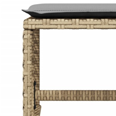 vidaXL Σκαμπό Κήπου 4 τεμ. Μικτό Μπεζ 41x41x36cm Συνθ. Ρατάν+Μαξιλάρια