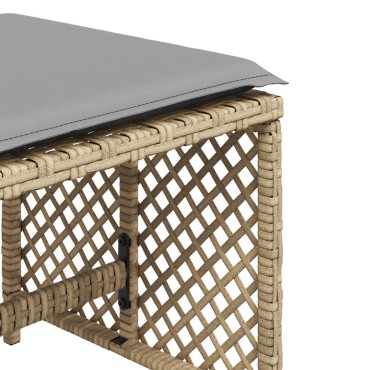 vidaXL Σκαμπό Κήπου 4 τεμ. Μικτό Μπεζ 41x41x36cm Συνθ. Ρατάν+Μαξιλάρια