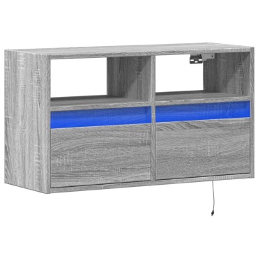 vidaXL Έπιπλο Τοίχου Τηλεόρασης με LED Γκρι Sonoma 80x31x45cm
