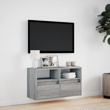 vidaXL Έπιπλο Τοίχου Τηλεόρασης με LED Γκρι Sonoma 80x31x45cm