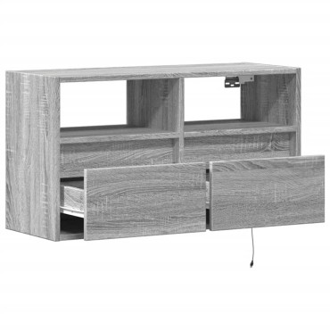 vidaXL Έπιπλο Τοίχου Τηλεόρασης με LED Γκρι Sonoma 80x31x45cm