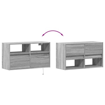 vidaXL Έπιπλο Τοίχου Τηλεόρασης με LED Γκρι Sonoma 80x31x45cm